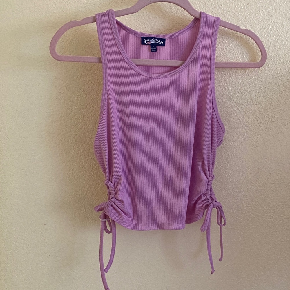 NWOT Freshman 1996 Mauve Pink Sleeveless Crop Top W/ Side Ties, Size L